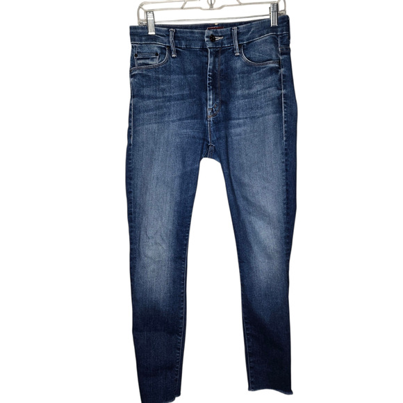 Mother Womens Looker Ankle Fray Jeans Size 27 High Waisted Skinny Fit Blue - Picture 2 of 10
